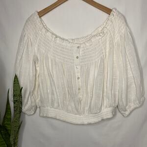 We the Free| Dancing til dawn Women’s puff sleeve boho cropped blouse